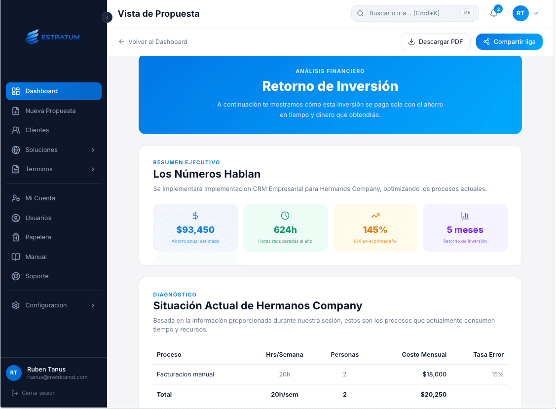 Pantalla de integraciones CRM